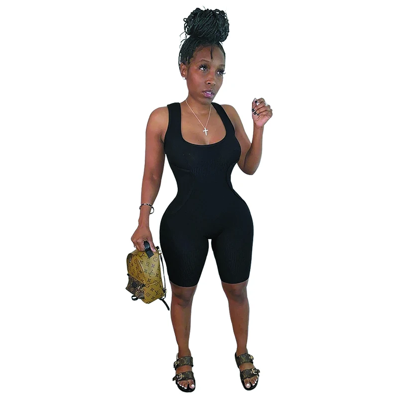 

Summer 2021 Jumpsuit Women's Sleeveless Solid Color Fashionable Playsuit Sexy Slim Stretch One Piece Romper Sexy Women Jumpsuit