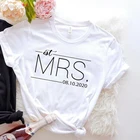 Женская хлопковая футболка с надписью MR MRS, с сердечками