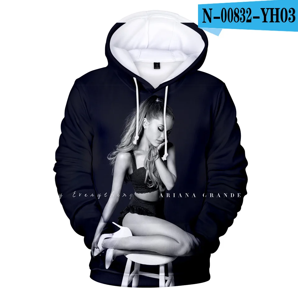 3D Красивые сексуальные толстовки Ariana Grande для женщин/мужчин с 3D принтом, модные повседневные толстовки с капюшоном для девочек в стиле хип-хоп - Цвет: 3D