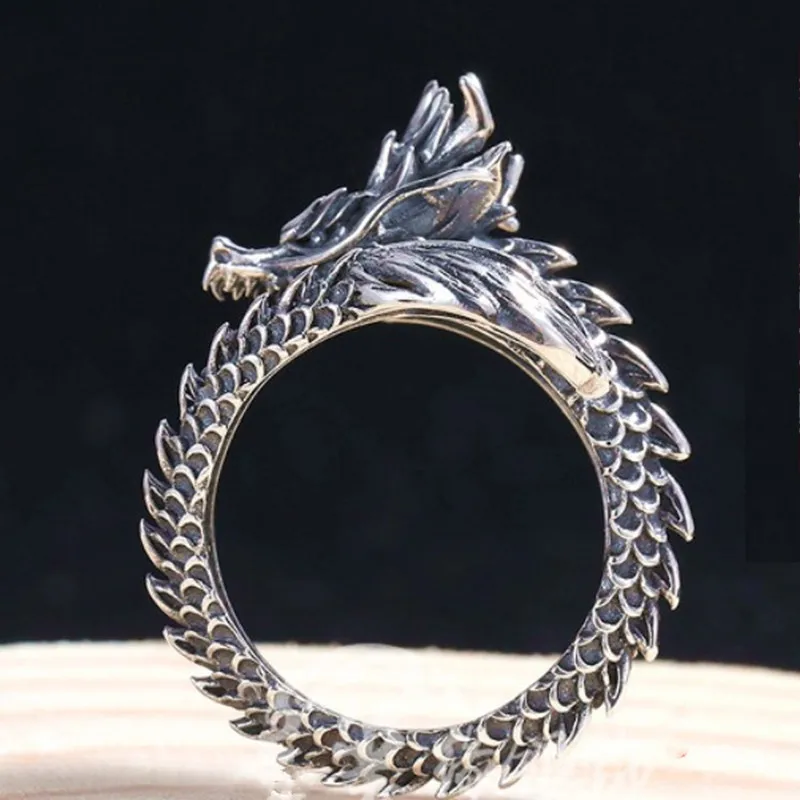 Властный Дракон голова Ретро самообороны кольцо женский мужской палец лезвие
