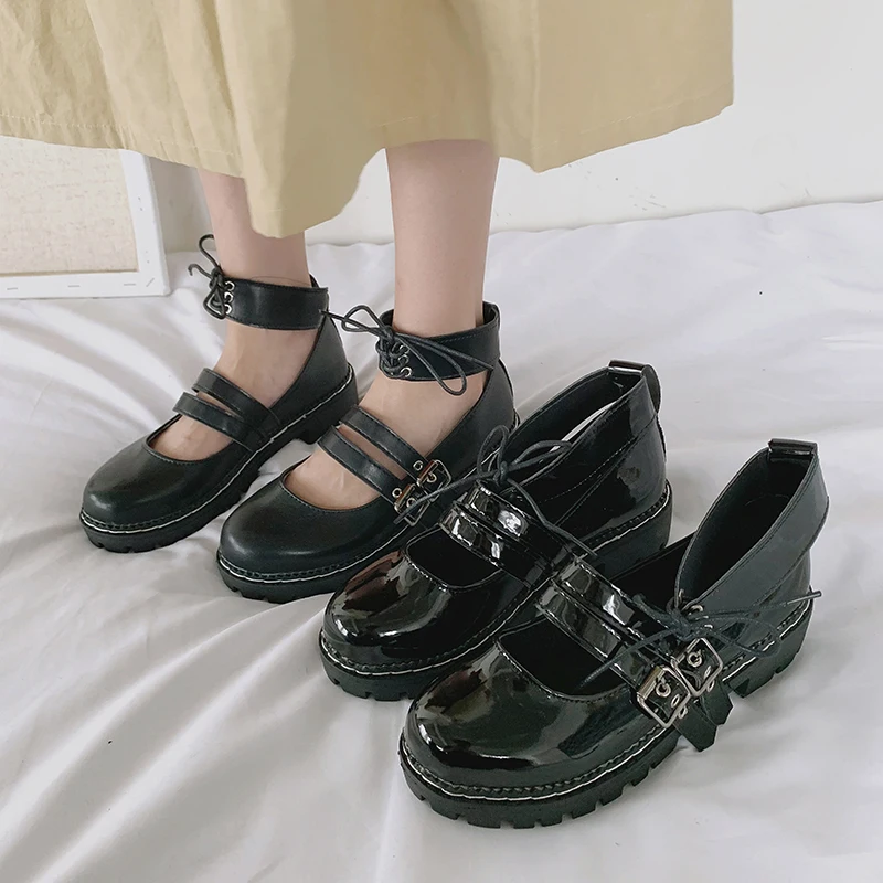 

Туфли женские кожаные в стиле «Лолита», на среднем каблуке