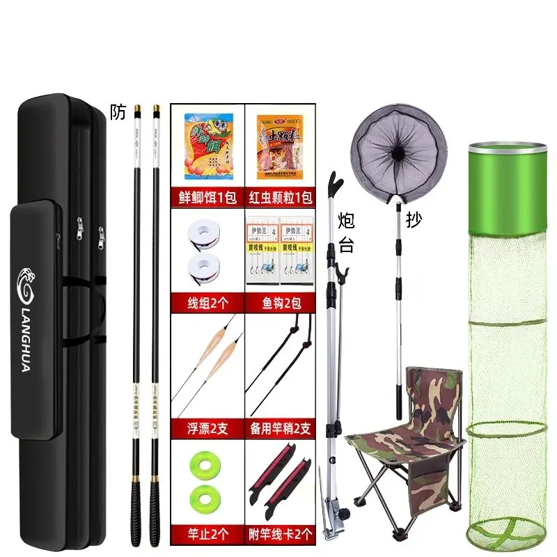

Storage Full Set Fishing Rod Carbon Spinning Handle River Fishing Rod Case Bag Travel Lure Combo Canne A Peche Sports HX50RC