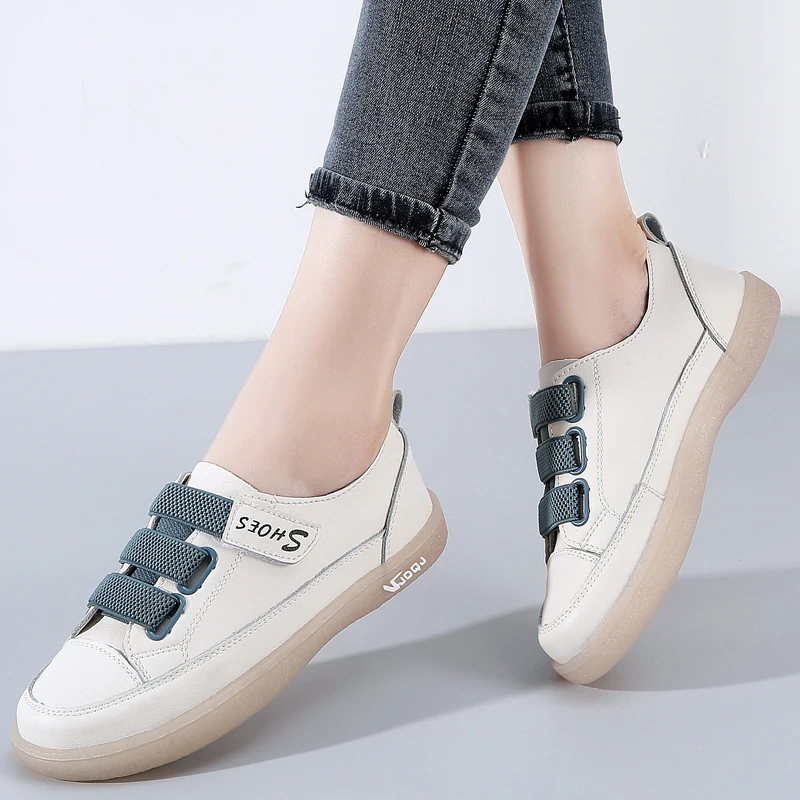 

Basket Femme 2020 Autumn Casual Loafers Shoes for Women Beige Genuine Leather Student Flats Shoes Zapatos De Mujer