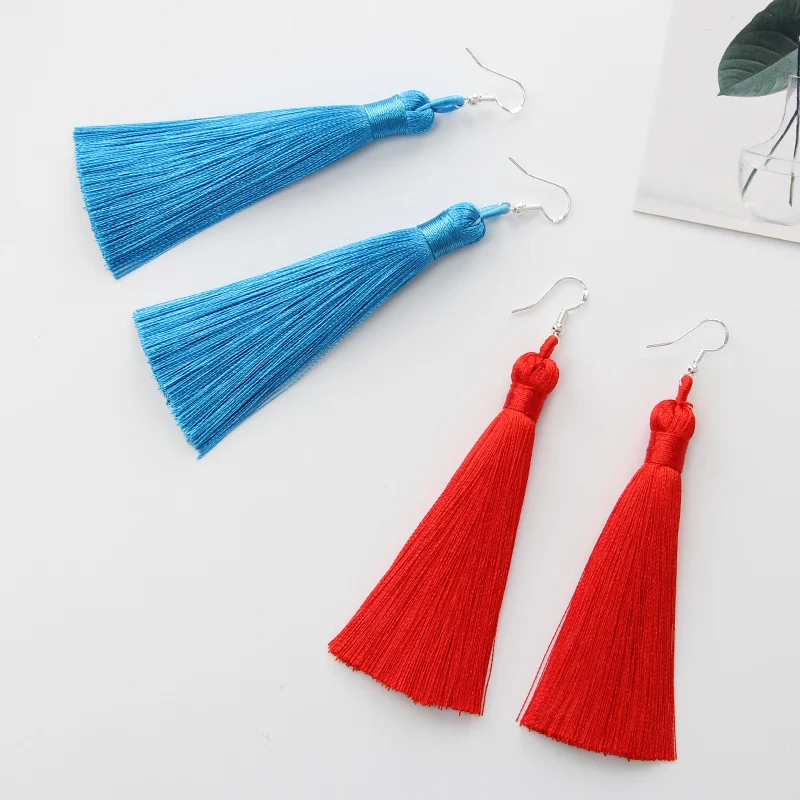 Висячие серьги женские Модные Этнические в стиле бохо с кисточками длинные