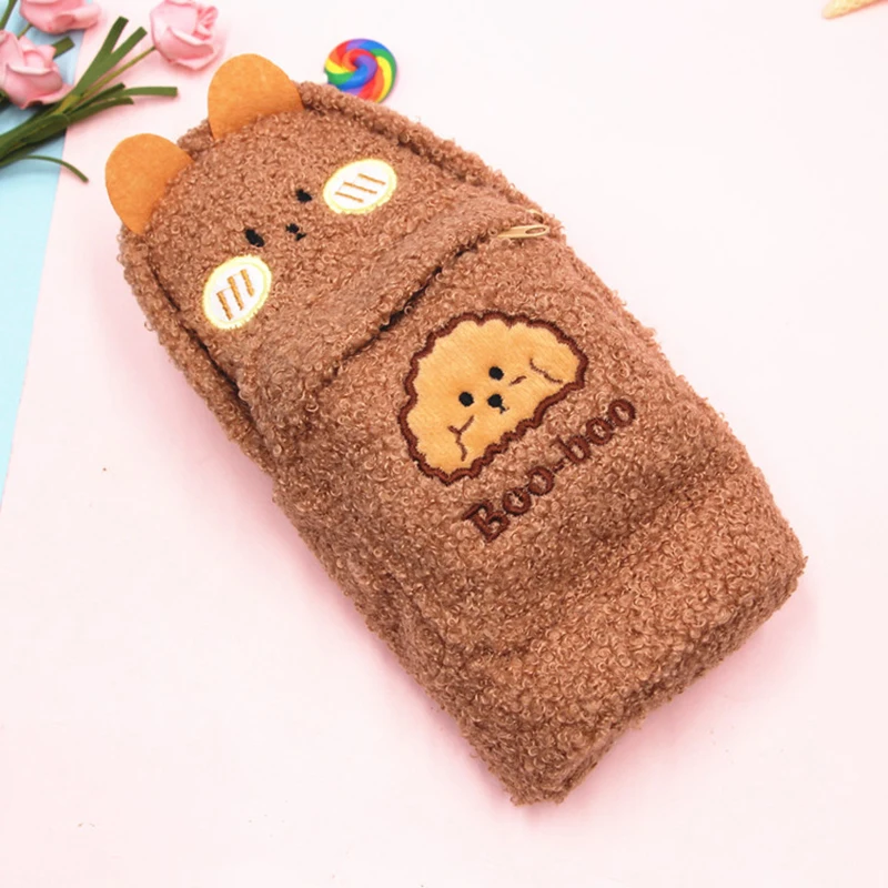 

Cute Kawaii Plush Pencil Pen Pouch Faux Fur Lightweight Large Capacity Stationary Cosmetics Bags for Students Girls JR Deals
