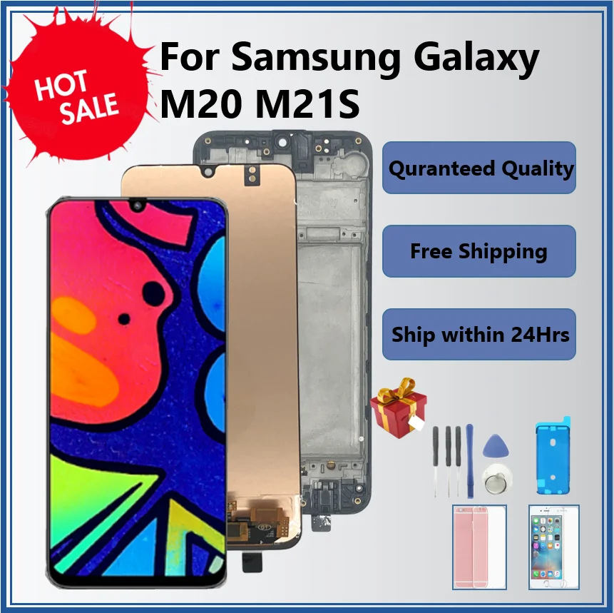 

ЖК-дисплей для Samsung Galaxy M21S SM-F415F M20, ЖК-дисплей с рамкой для Samsung M21, ЖК-сенсорный экран Super AMOLED