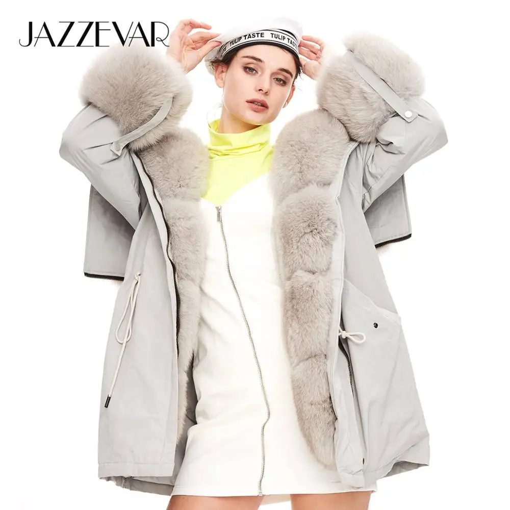 JAZZEVAR 2019 Зимнее новое поступление женское пальто топ черный цвет качество средней