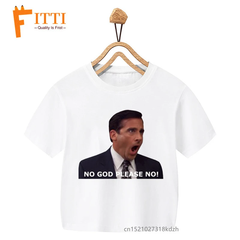 

NO GOD PLEASE NO Print Boys/Girls White T-shirt Kid Summer Kawaii Funny Clothes Little Baby Animal Y2K Clothes,Drop Ship