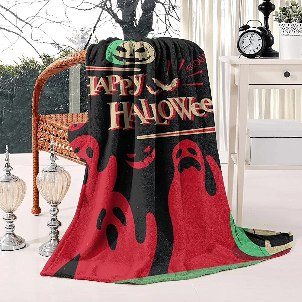 

Рождественское Фланелевое вязаное одеяло, теплый подарок, эластичное одеяло для дивана в виде тыквы, ведьмы, новинка для партнера