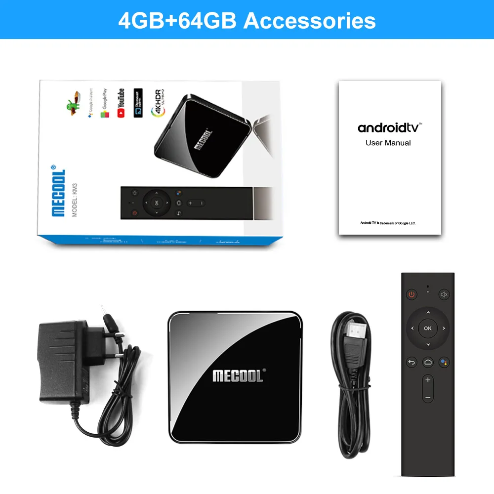 

MECOOL KM3 Google Certified TV Box Android 9.0 4GB RAM 64GB ROM Amlogic S905X2 4K 2.4G 5G Dual Wifi BT4.0 Set Top Box