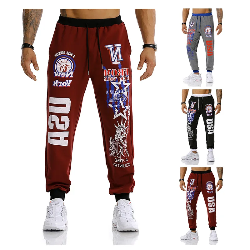 

2020 New Men's USA Printed Jogging Pants Outdoor Sports Pant Fitness Pants Football Training Joggers Pants Pantalon Hombre Oodji