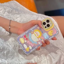 Cute Cartoon Animal Bear Duck Korea Phone Case For iPhone 12 11 Pro Max Cases X Xs Max Xr 7 8 Plus Case Laser Blu-ray Soft Caps