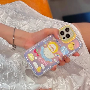 cute cartoon animal bear duck korea phone case for iphone 12 11 pro max cases x xs max xr 7 8 plus case laser blu ray soft caps free global shipping
