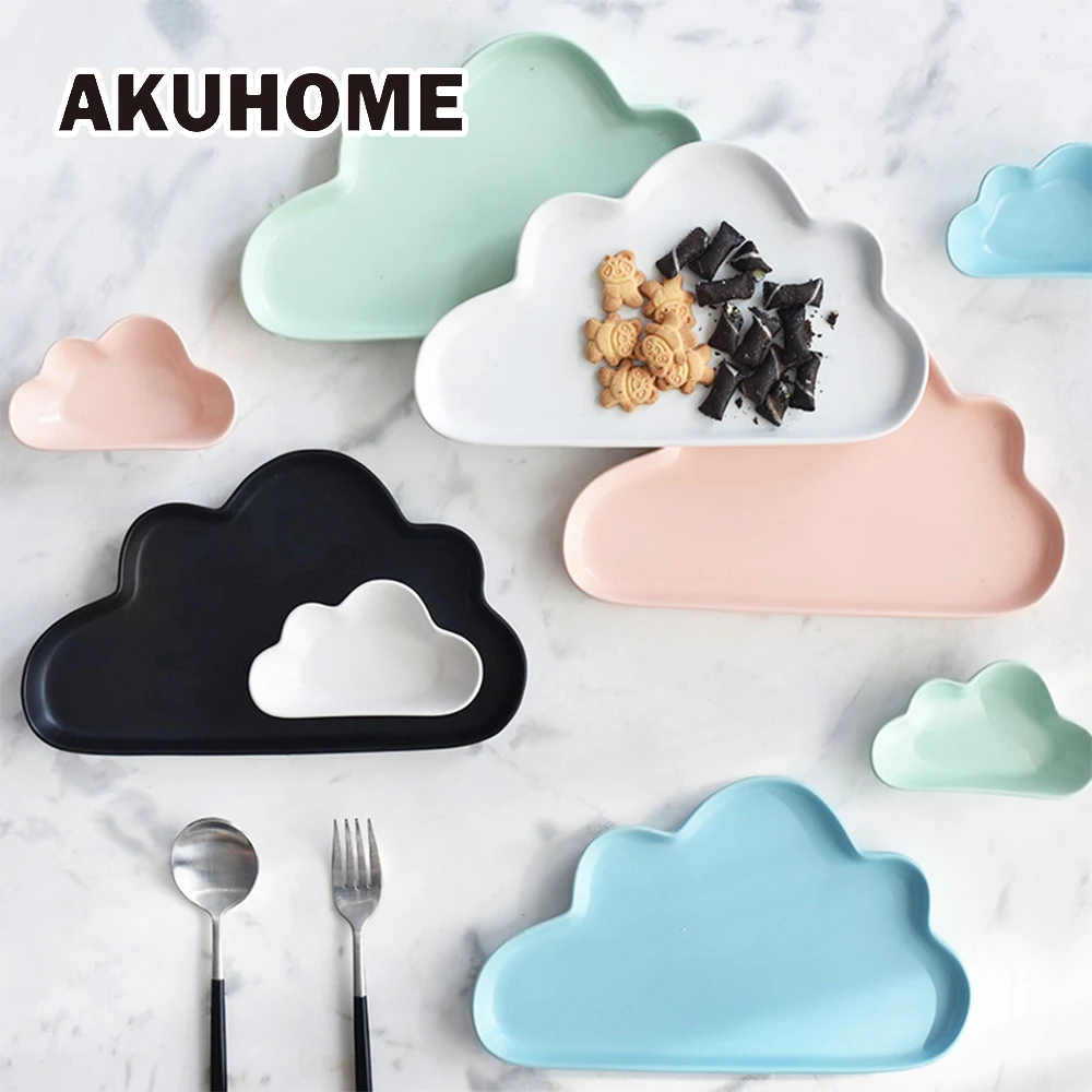 2 шт. 4 керамическая цветная тарелка с облаками фарфоровая дождевой поддон