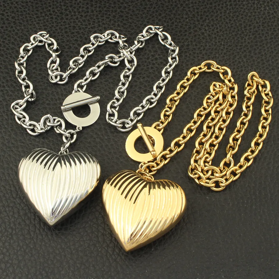Модные золотые серьги-гвоздики в форме сердца ожерелье из нержавеющей стали