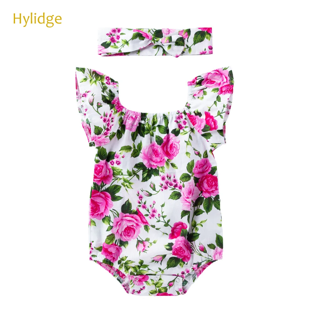 

Hylidge Sweet Floral Baby Romper for 0-2Y Newborn Toddler Outfit Cute Ruffle Sleeve Little Girl Rompers Twins Baby Clothes Set