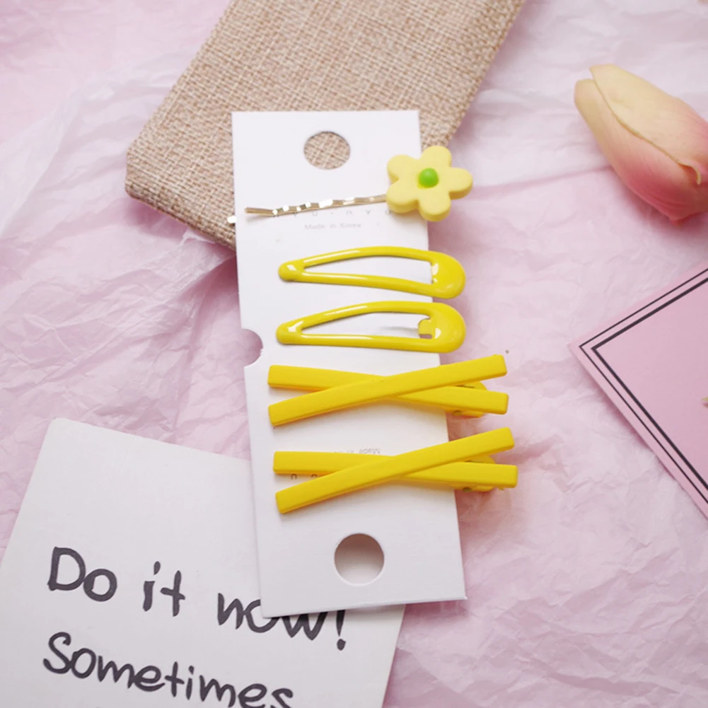 Заколка для волос ярких цветов Геометрическая 5 шт./компл. шпильки с цветком