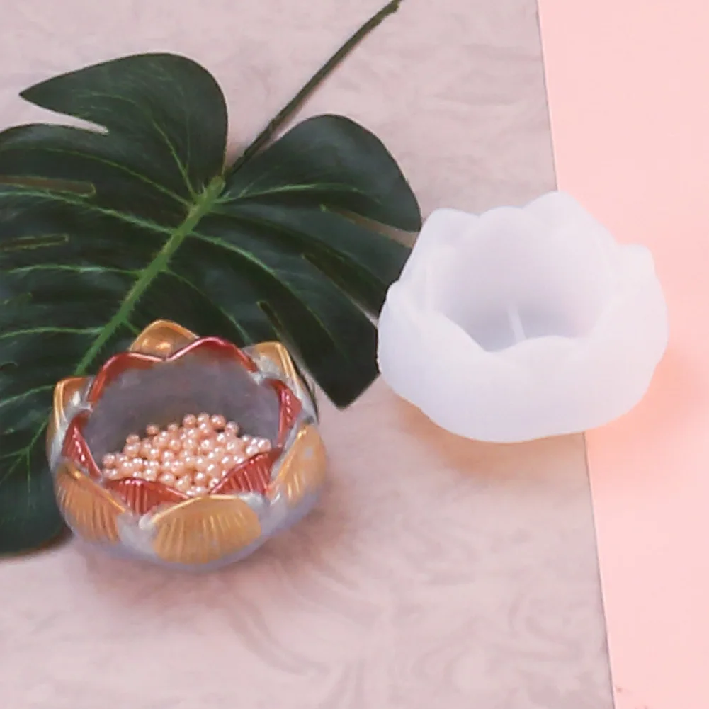

Lotus Storage Silicone Mold Big Flower Trinket Dish Blossom Ashtray Mold Floral Large Tray Making Flower Mold Epoxy Resin Crafts