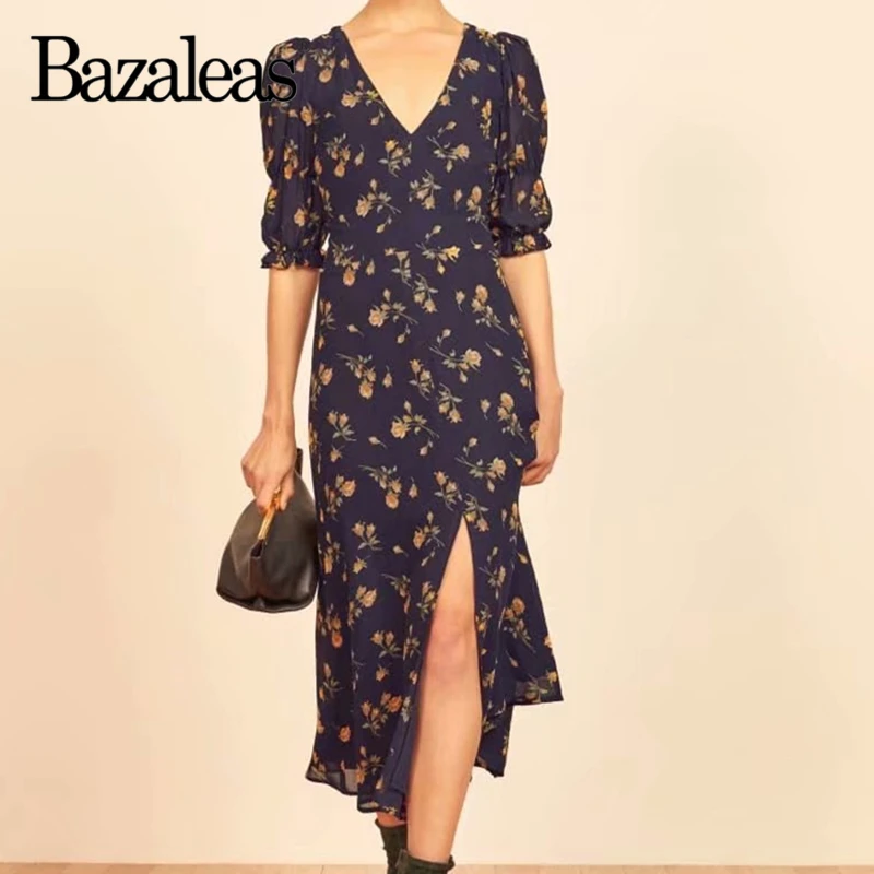 Женское шифоновое платье-миди с разрезом желтое винтажное платье цветочным