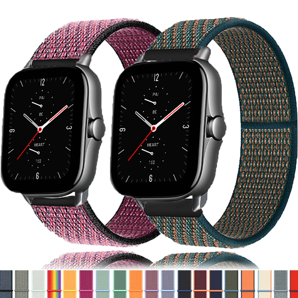 

Ремешок нейлоновый 20 мм для смарт-часов Xiaomi Huami Amazfit Bip/Bip S U Lite, спортивный браслет для Amazfit GTS 2E/GTS 2 Mini GTR 42 мм