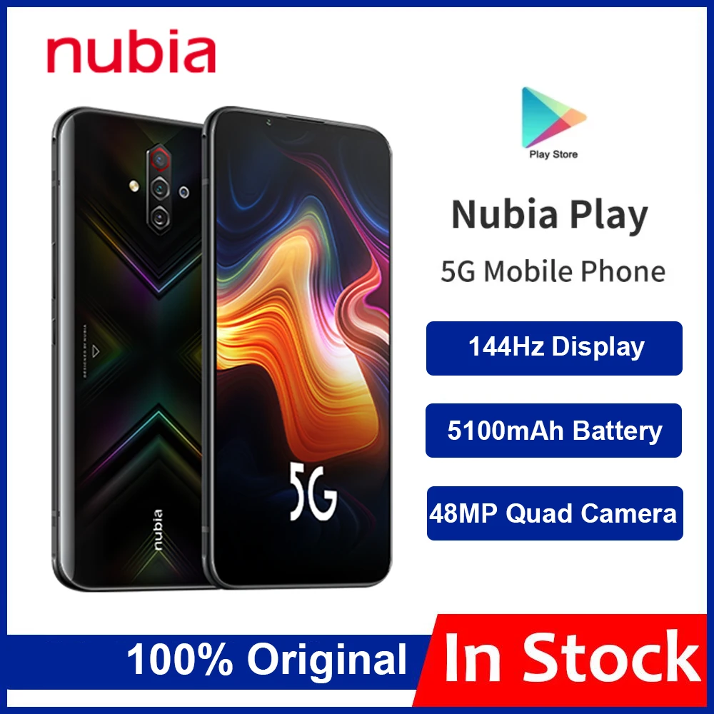 Оригинал Nubia играть 5G смартфон 6 65 ''amoled 144 Гц Snapdragon 76 Dual Band 30W быстрое зарядное