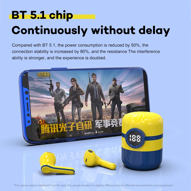 zuta p83 cartoon wireless earbuds minion earphone bt 5 1 true stereo headphones for xiaomi huawei pk pro12 airpoding tws free global shipping