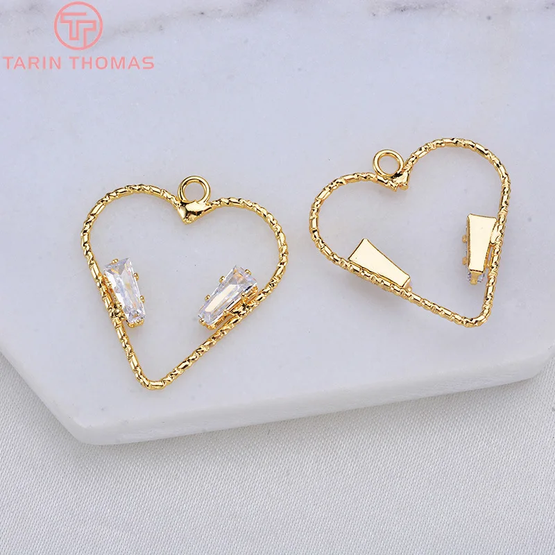 Латунь с покрытием 24-каратным золотом и искусственным цирконием 6 шт. 23x23 мм