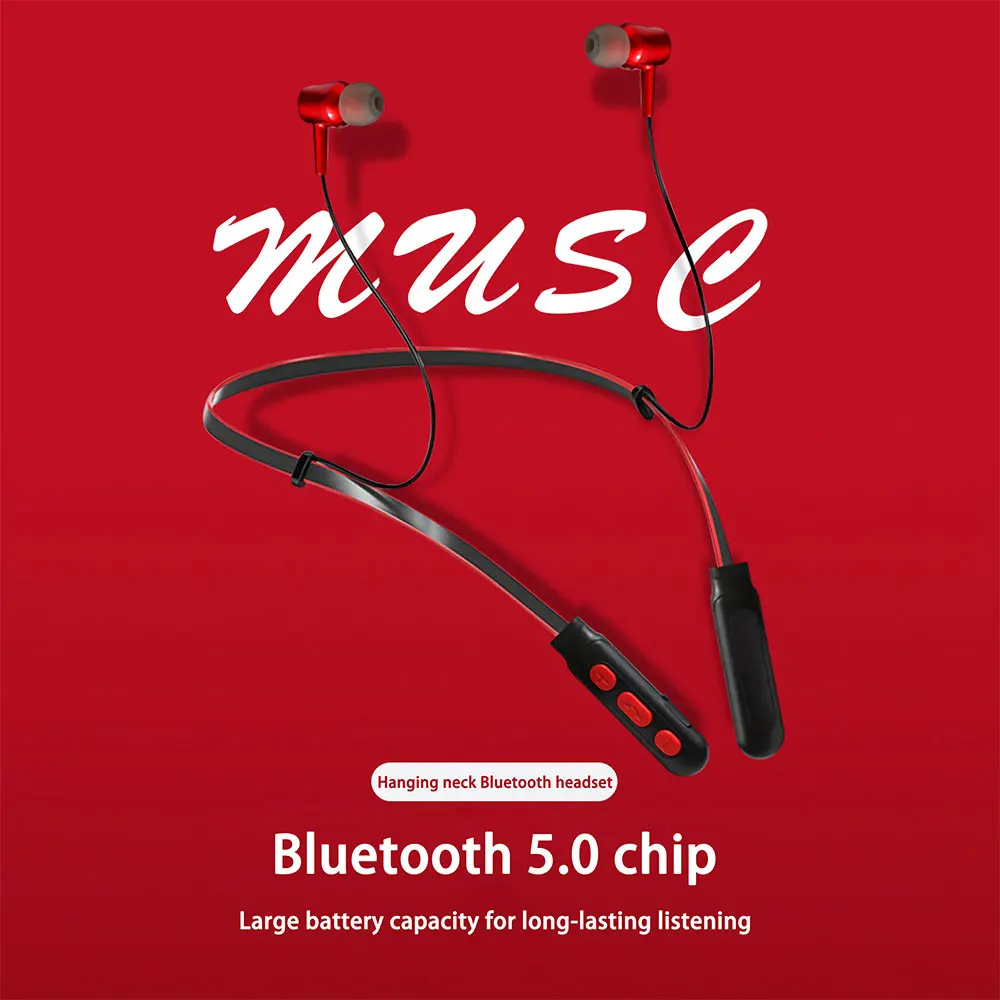 Bluetooth-гарнитура с шейным креплением 5 0 стерео беспроводная Спортивная длинная в