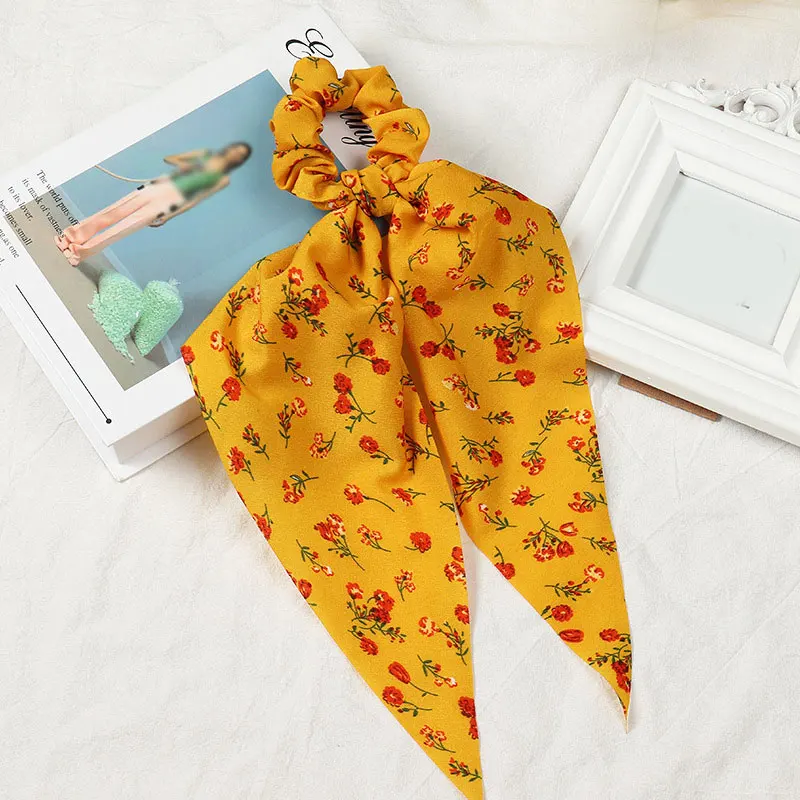 

Bohemian Floral Spot Long Hair Scrunchies Hair Ribbon Elastic Hair Bands Hair Accessories Ponytail Hair Scarf For Women