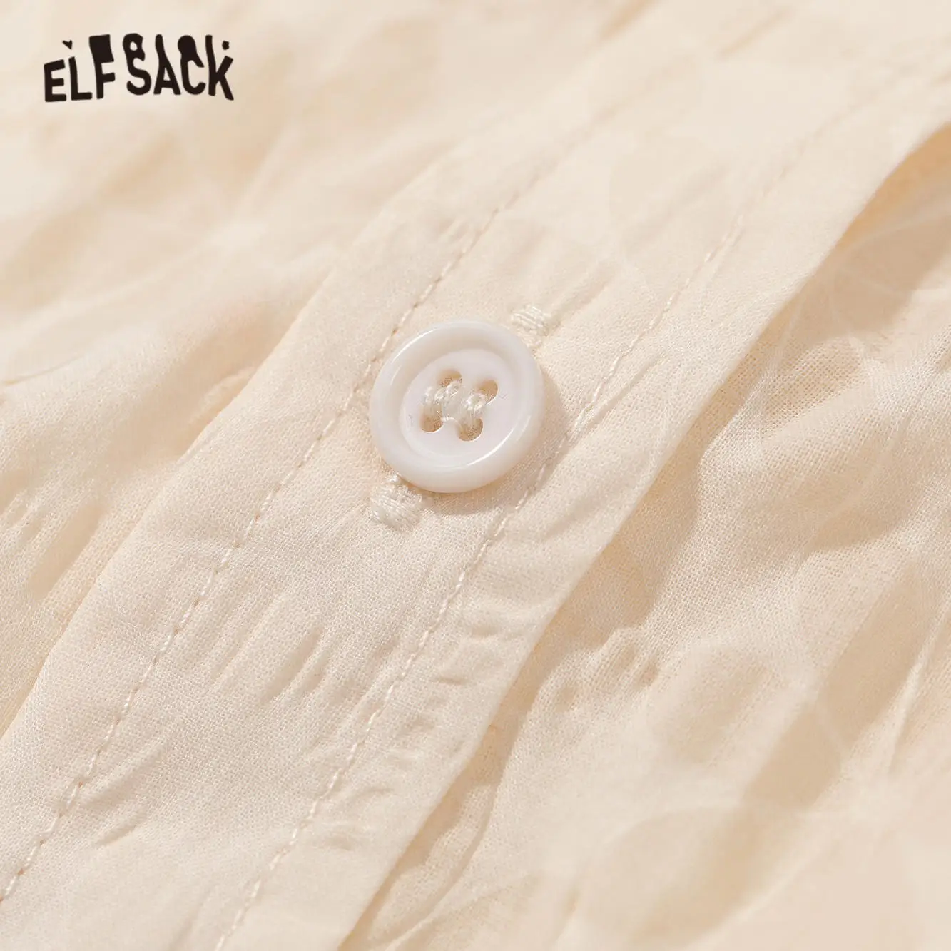 ELFSACK/бежевые повседневные Прозрачные рубашки с цветочным принтом для женщин