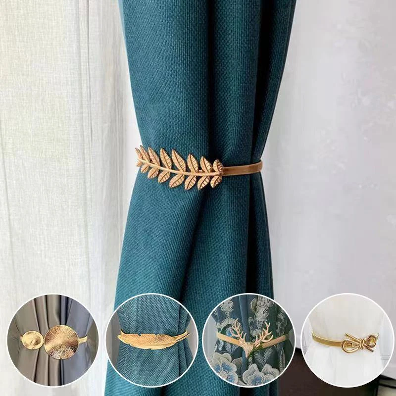 

Metal Curtain Clip Tieback Buckle Clips Curtain Holders Golden Silver Color Leaves Bow Elk Buckle Tie Back Curtain Accessories