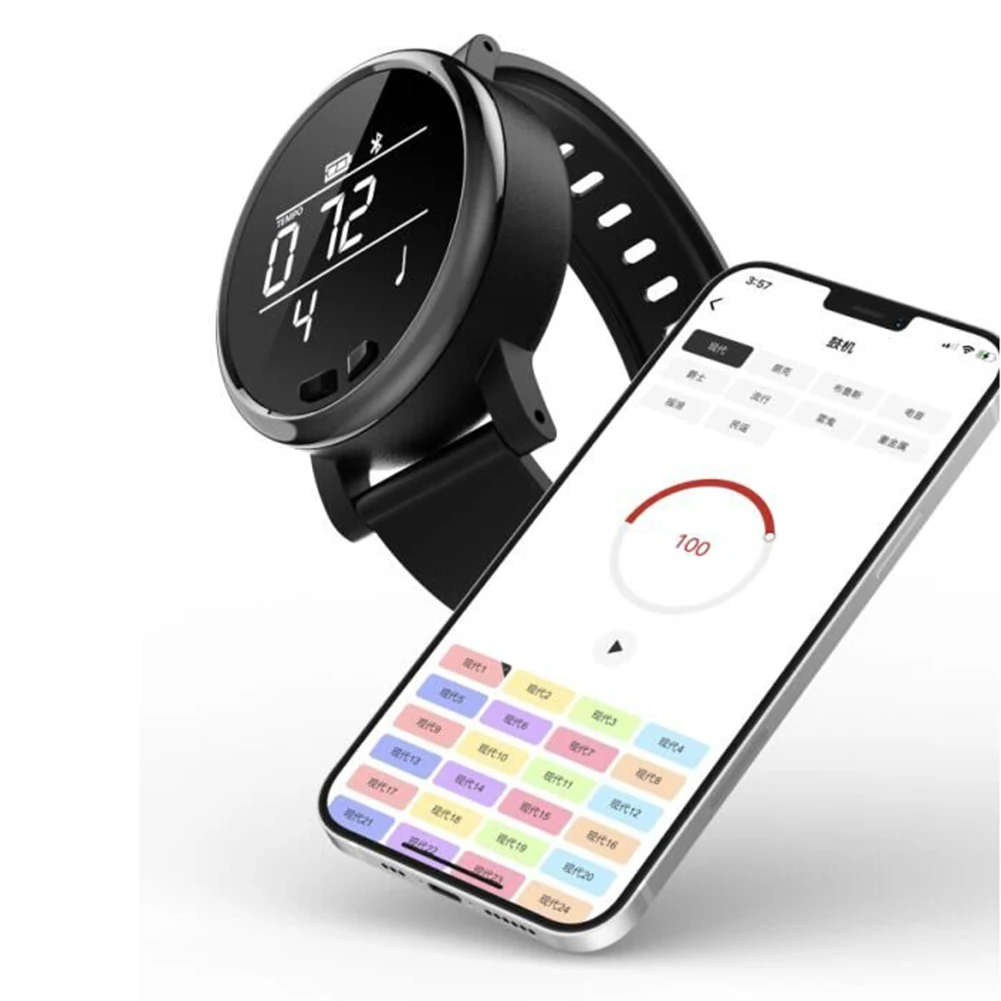 Совместимые с Bluetooth часы метрономы силиконовые металлические цифровые аккорды