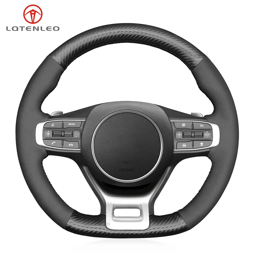 

Черный кожаный ремешок LQTENLEO из углеродного волокна для Kia Optima 2020-2022 Kia K5 GT-Line Sedan 2020-2022