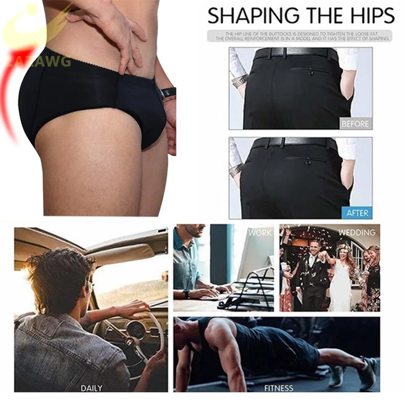LAZAWG Mens Shaper Padded  Hip Enhancer Slimming Underwear Fake Buttocks Shapewear Butt Lifter Shorts Booty Padding Panties