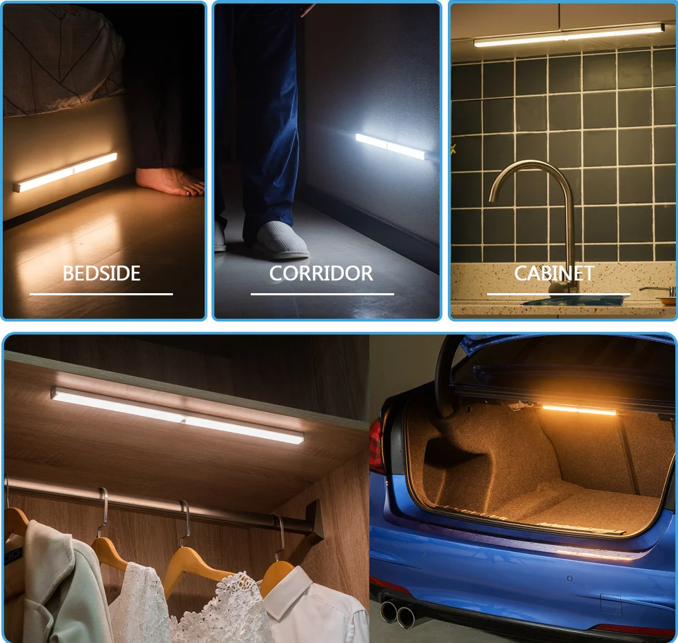 10cm 21cm 29cm Long Strip Under Cabinet Light Magnetic Closet Light Motion Sensor Closet Lamp For Home Kitchen Wardrobe lighting images - 6