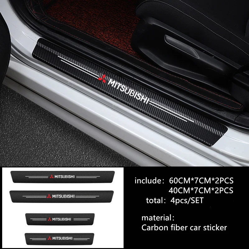 

4Pcs Car Styling 3D Carbon Fiber Threshold Sticker For Mitsubishi Lancer 10 3 9 EX Outlander 3 ASX L200 Competition Accessories