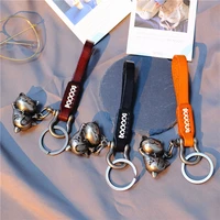 ancient lucky fortune cat metal keychain kawaii animal doll hooves buckle leather rope keyring for man women bag car pendant