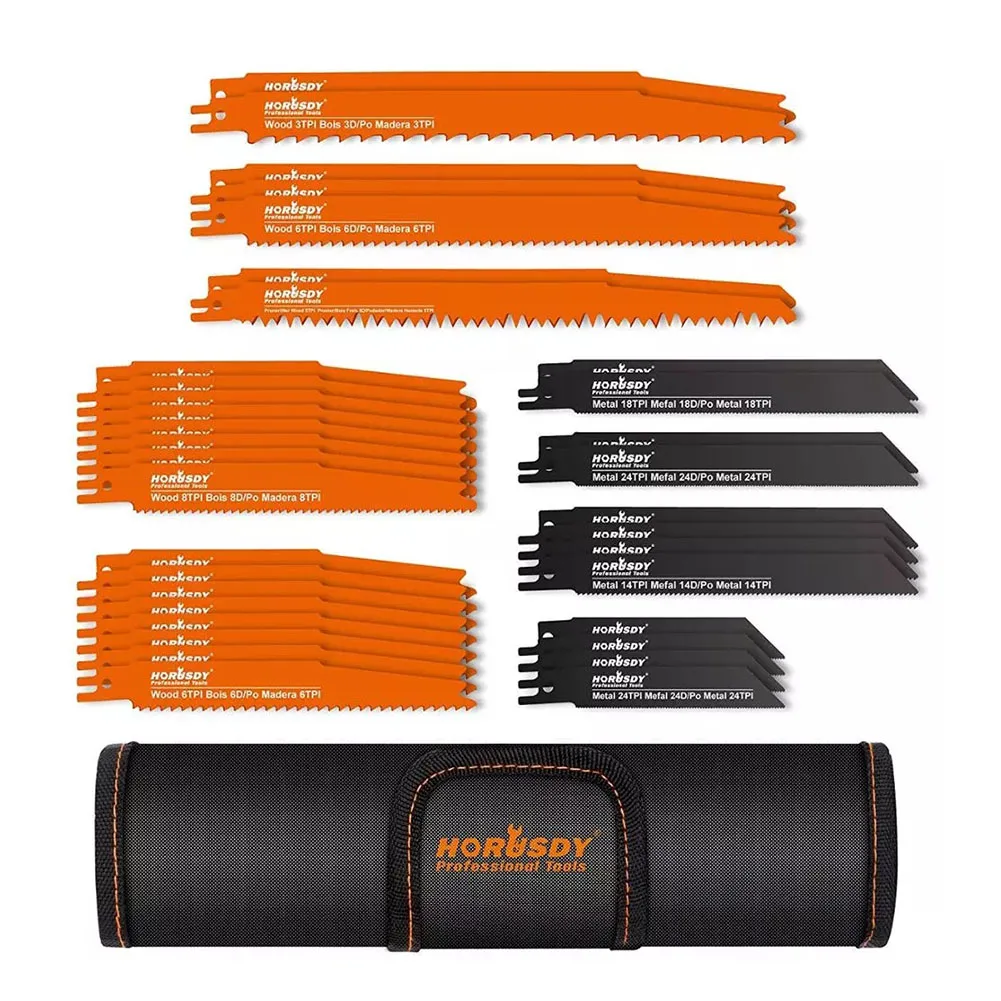 

34 PC Reciprocating Saw Blade Set For Metal Wood Cutting Disc Pruning With Organizer Pouch
