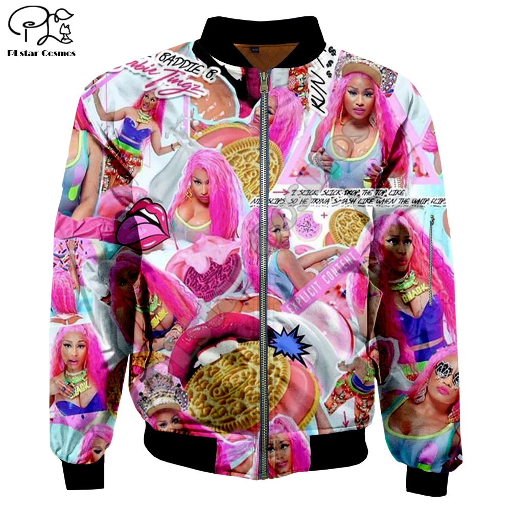 Мужская зимняя куртка бомбер с объемным рисунком Nicki Minaj США хип хоп принт в виде