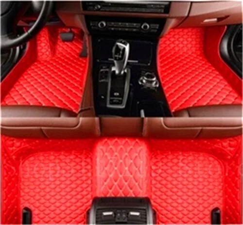 Красный Автомобильные коврики для ног роскошные кожаные Коврики для TOYOTA BENZ Mazda CX-5 3 Ford hyundai land cruiser Volkswagen Skoda Nissan - Название цвета: Красный
