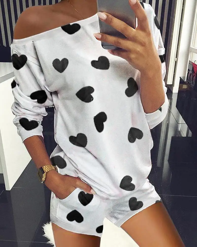 Женский комплект из топа и шорт в полоску с принтом лодки якоря Повседневная