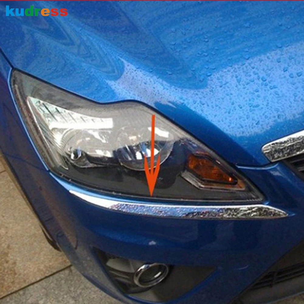 Для Ford Focus 2009 2010 2011 ABS хромированный автомобильный Стайлинг внешняя фара передняя бровь украшение планки аксессуары 2 шт