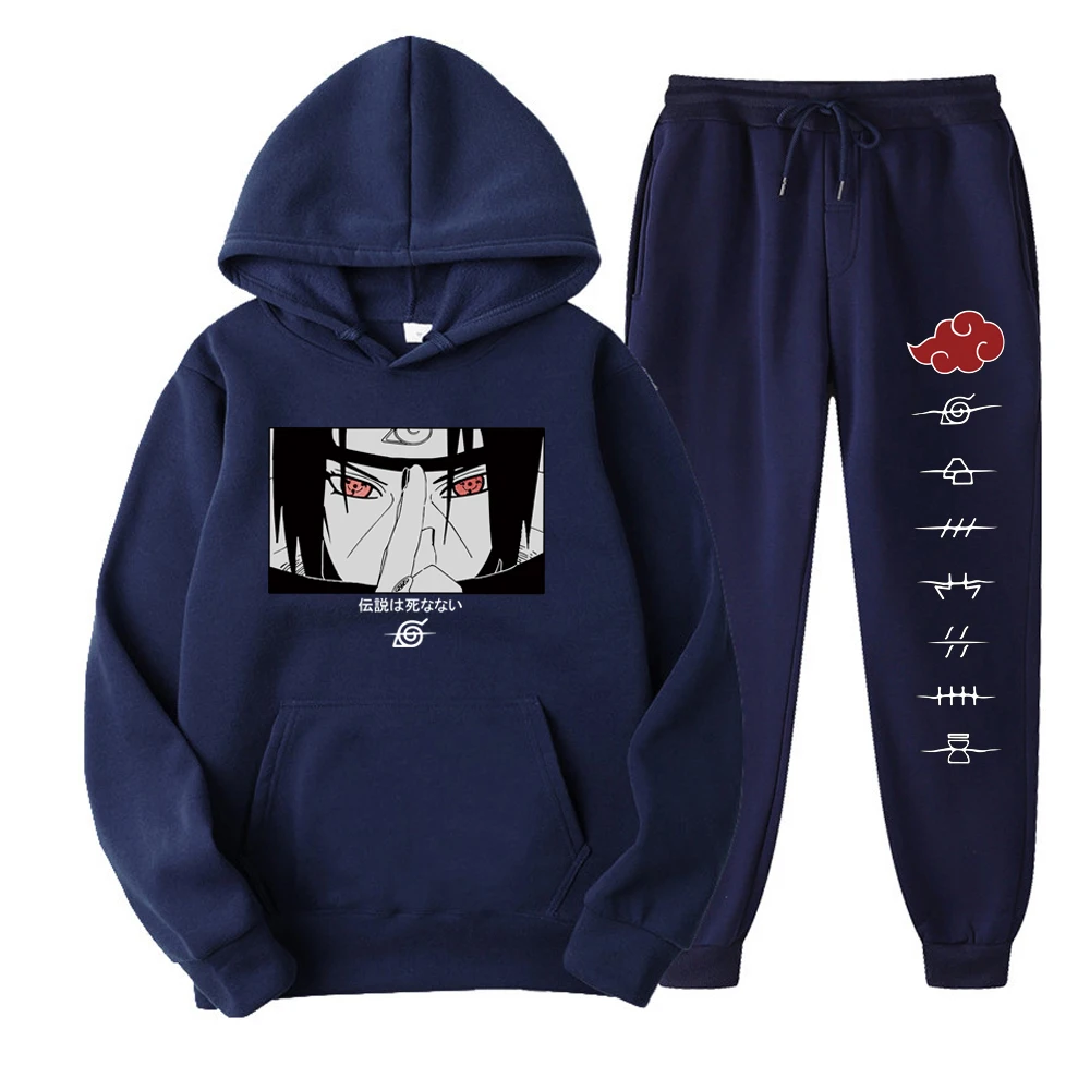 

Men's Sets Anime Akatsuki Uchiha Ltachi Anime Tracksuit Autumn Winter Sweatshirt+Drawstring 2 Pieces Sets Pants Hoodies