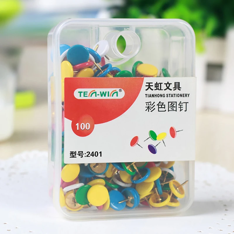 100 шт./лот цветные штифты металлические для пробковых досок офиса школьные