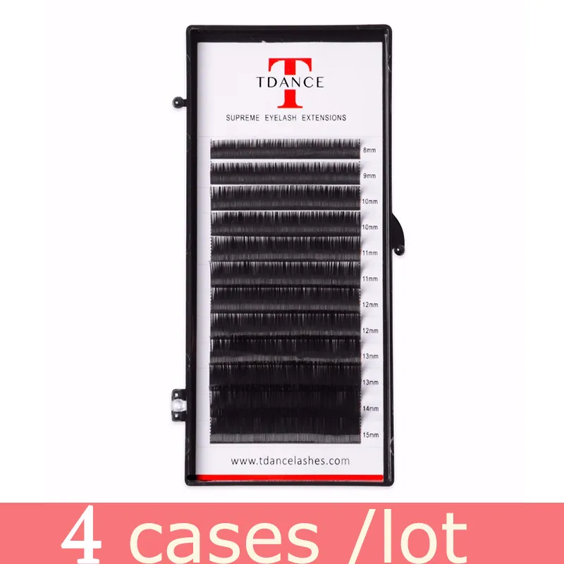 Tdance 4 Чехлы/лот Премиум накладные ресницы из норки русский Объем Черный Накладные