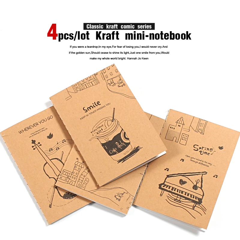 4 шт./лот Kraft memo pad kawaii милый блокнот мини ноутбук Dairy Note Book Travelers notatник Kawaii