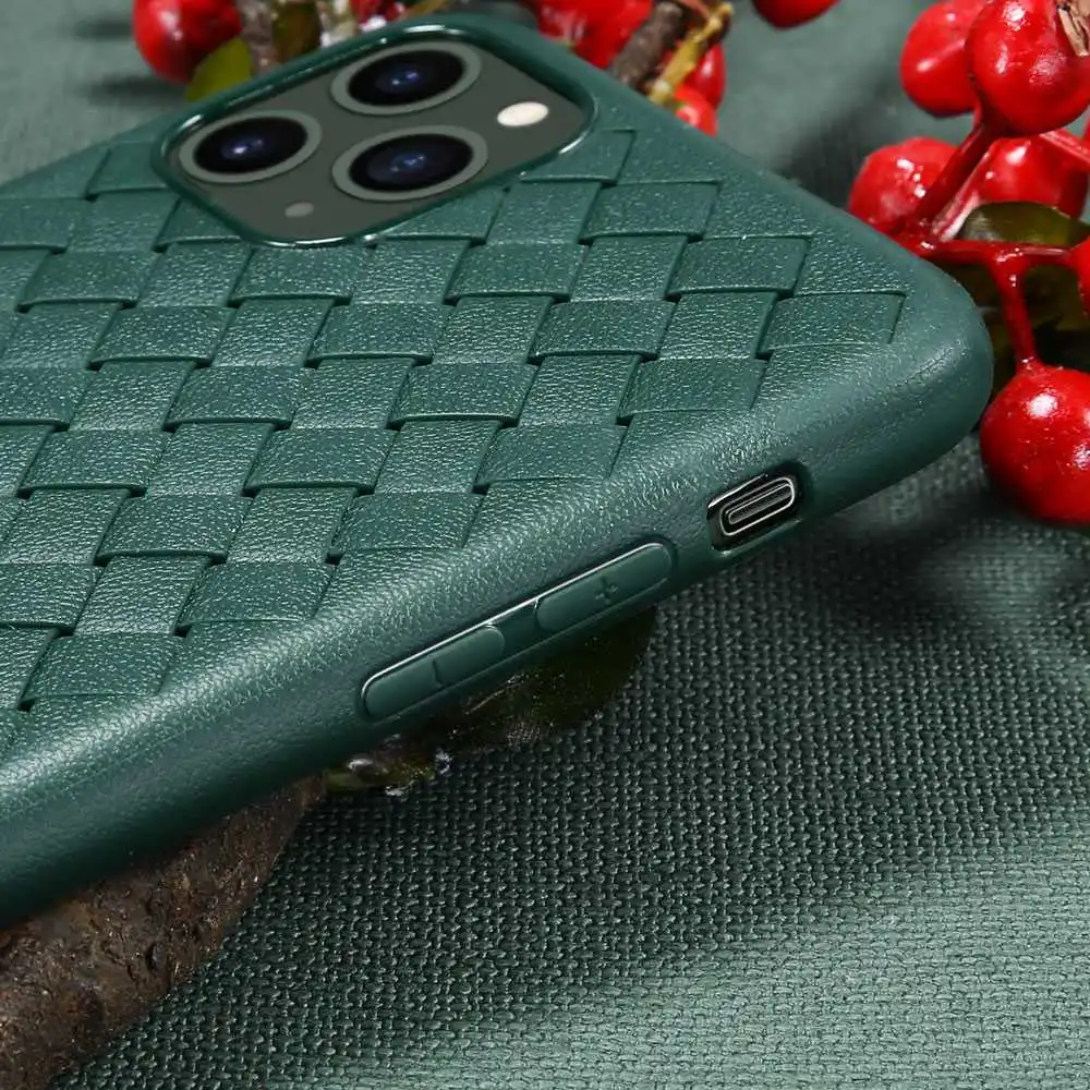 Чехол KISS тканый силиконовый чехол для телефона iPhone 11 Pro Max бизнес сетка мягкий ТПУ