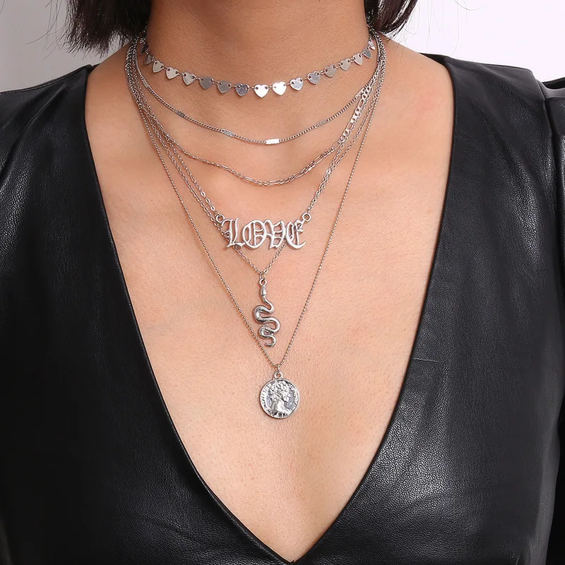 Youvanice Boho винтажное ожерелье чокер в виде змеи с надписью Love для женщин кисточкой