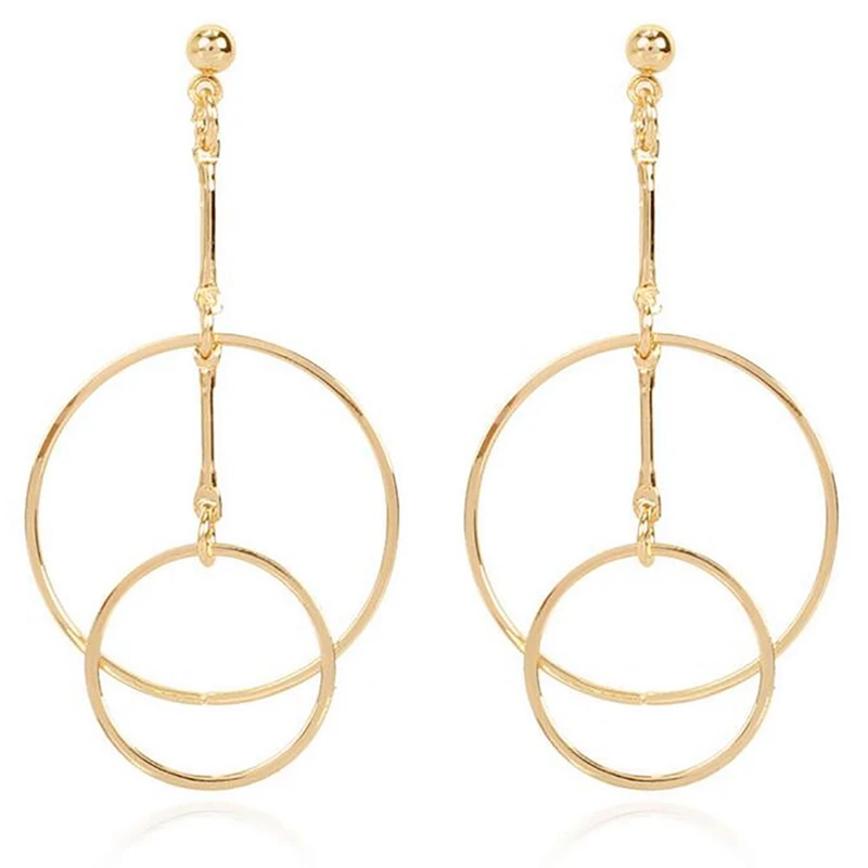 

Double Layers Gold Earrings Vintage Tassel Circle Geometric Earrings For Women Minimalist Small Hoop Earrings 2021 Hot