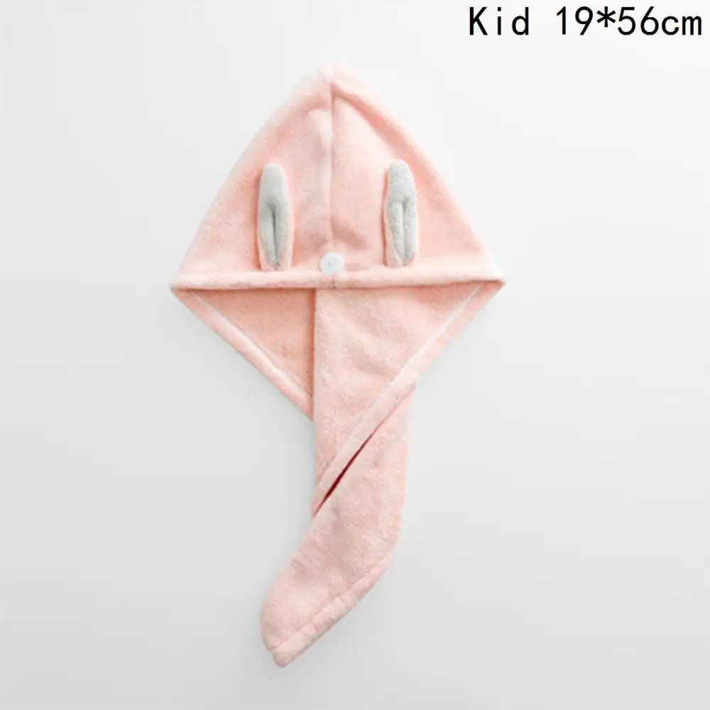 Шапка для быстрой сушки волос с кроличьими ушками Коралловая бархатная шапочка